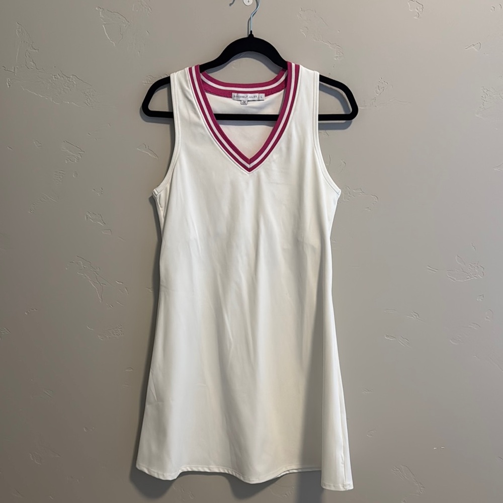 Sincerely Jules White Sleeveless tennis Dress with Pink Trim EUC